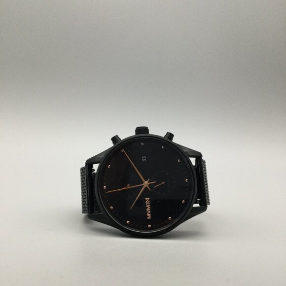 MVMT Voyager Chronograph Watch Men 42mm Black Date Mesh Band BOX New Battery - Picture 5 of 15